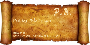 Petky Márton névjegykártya