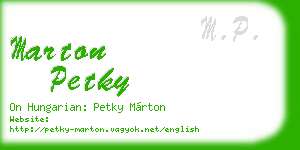 marton petky business card