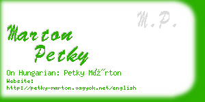 marton petky business card